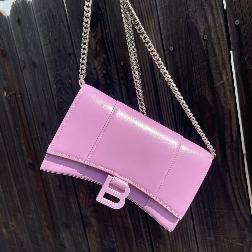 Balenciaga Hourglass Leather Wallet on a Chain